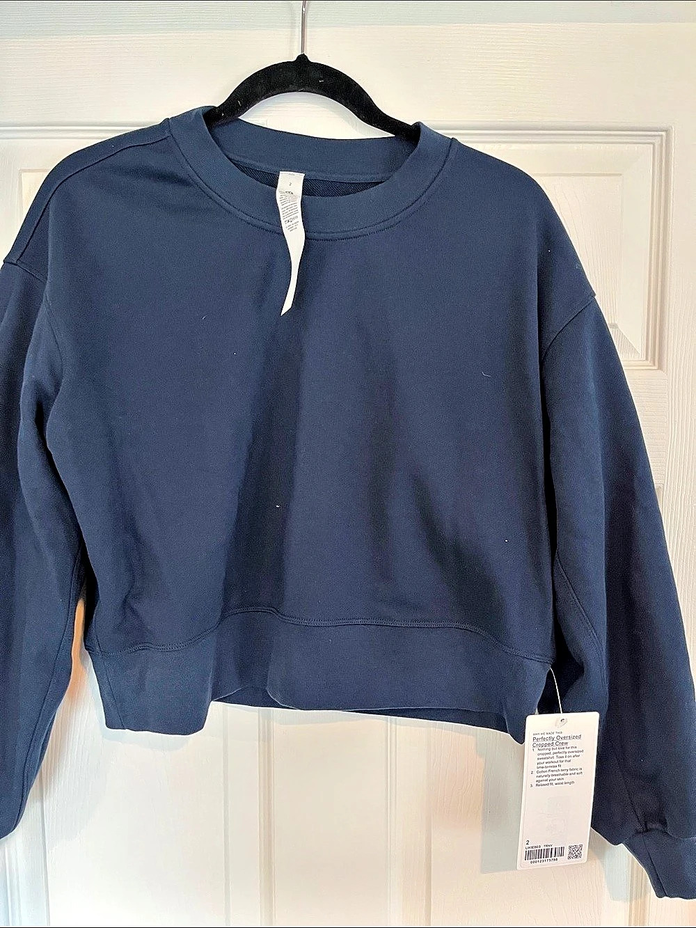 lululemon Perfectly Oversized Cropped Crew Cropped Crew Cotton navy Blue Size 2